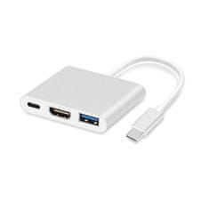 TopQ  Adaptér - typ C na HDMI 4K*2K, USB, USB typu C - kovový 0,25 metra biely