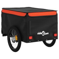 Vidaxl Vozík za bicykel, čierno oranžový 45 kg, železo