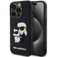 Karl Lagerfeld Kryt na mobil 3D Rubber Karl and Choupette na Apple iPhone 14 Pro - černý
