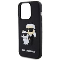 Karl Lagerfeld Kryt na mobil 3D Rubber Karl and Choupette na Apple iPhone 14 Pro - černý