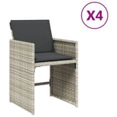 Petromila vidaXL Záhradné stoličky s vankúšmi 4 ks svetlosivé polyratan