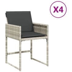 Petromila vidaXL Záhradné stoličky s vankúšmi 4 ks svetlosivé polyratan