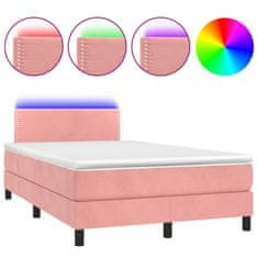 Petromila vidaXL Boxspring posteľ s matracom a LED, ružová 120x190 cm, zamat