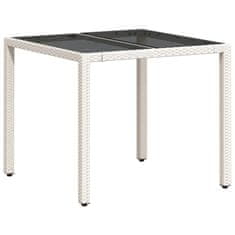 Petromila vidaXL Záhradný stôl so sklenenou doskou biely 90x90x75 cm polyratan