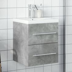 Petromila vidaXL Kúpeľňová umývadlová skrinka so zabudov. umývadlom betónovosivá