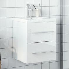 Petromila vidaXL Kúpeľňová skrinka so zabudovaným umývadlom vysoký lesk biela