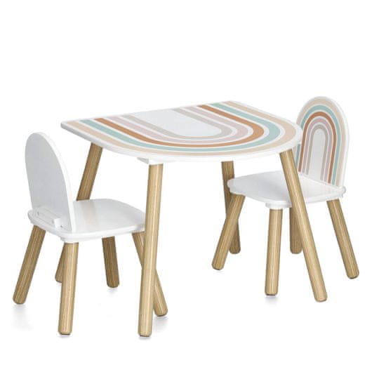 Zeller Sada 3ks detského stola s dvoma stoličkami s motívom dúhy
