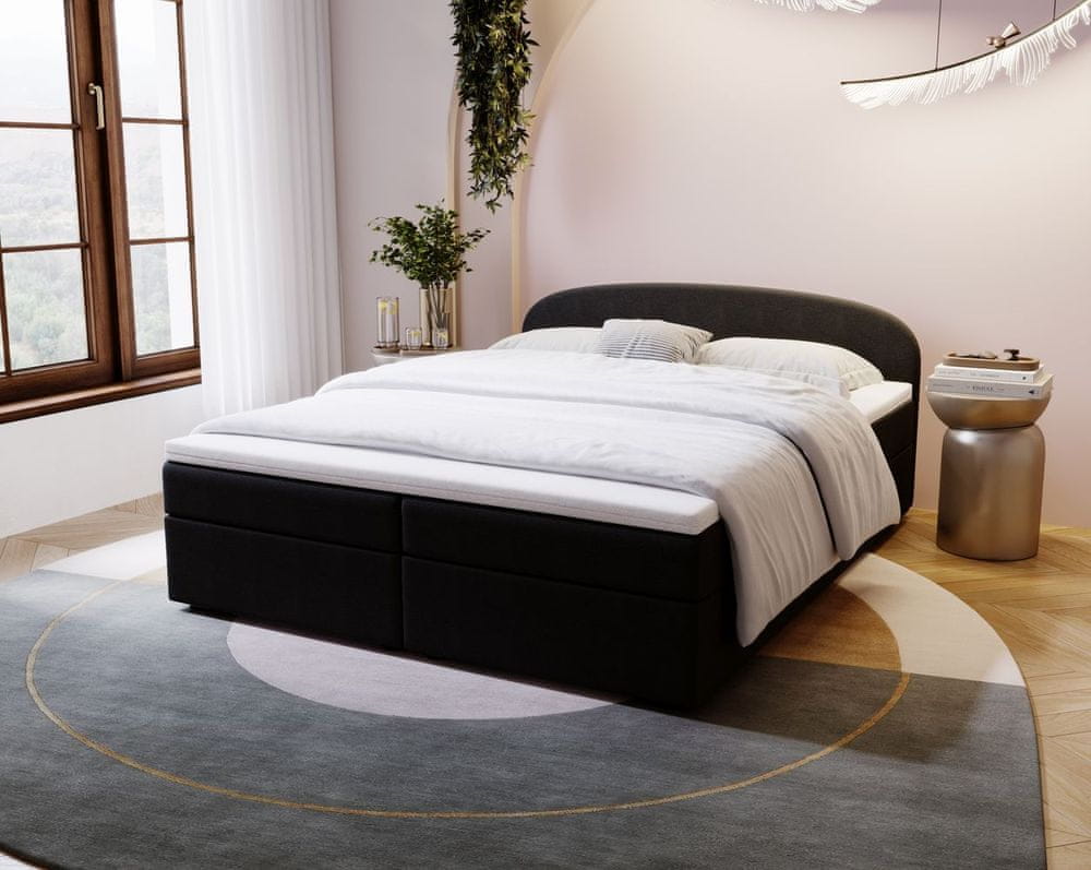 Veneti Čalúnená posteľ 140x200 KIRSTEN 2 s úložným priestorom - antracit