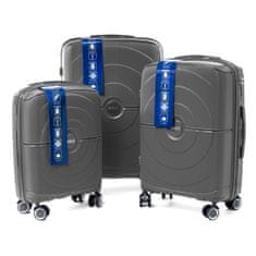 Rogal Sivá sada 3 luxusných odolných kufrov "Orbital" - M, L, XL
