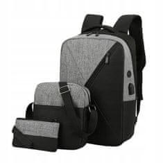 APT BQ51D Sada batoh, kabelka a puzdro 3v1 - šedo-čierna