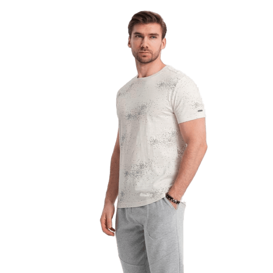 OMBRE Pánske tričko s celoplošnou potlačou V1 OM-TSFP-0179 svetlo béžová MDN124984 S