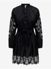 ONLY Čierne dámske košeľové šaty s výšivkou ONLY Flo L