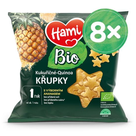 Hami 8x BIO Chrumky kukuričné-quinoa s výborným ananásom 20 g, 12+