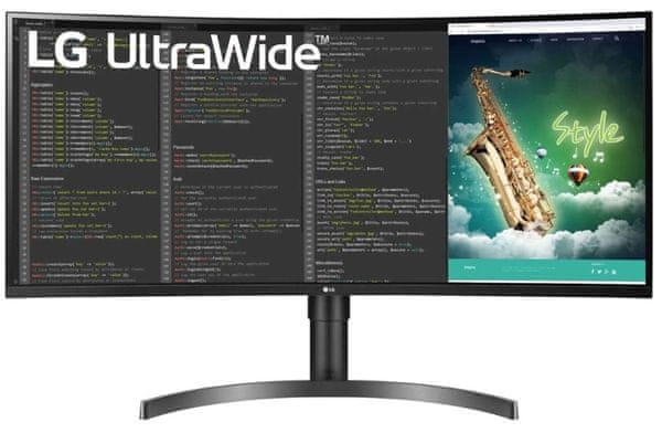 monitor LG 35WN75CP-B úhlopříčka displej 35 palců UW QHD Ultra Wide rozlišení 3440 1440 pestrobarevný obraz skvělý pro práci zábava hra film seriál