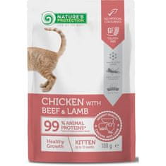 Nature's Protection Cat vreciek. Kitten Chicken, Beef and Lamb 100g