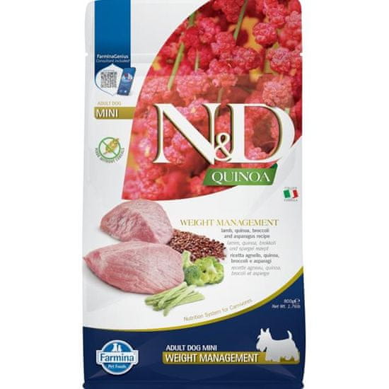 QUINOA Dog GF Weight Management Lamb & Broccoli Adult Mini 800 g