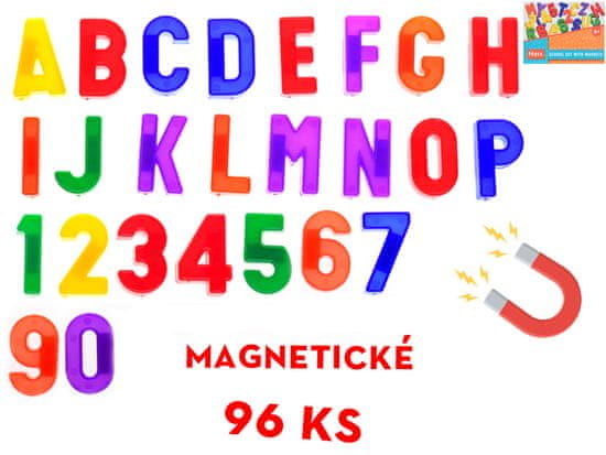 Magnety písmená a číslice 96 ks