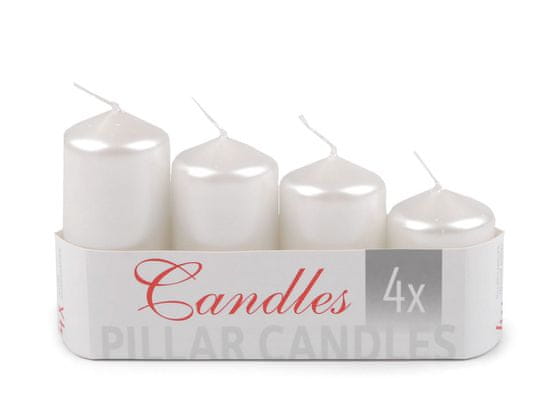 Adventné sviečky zostupné perleť Ø4 cm - biela perleť