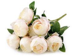 Umelá kytica pivonka - krémová najsvet. ružová