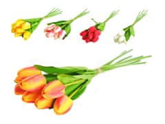 Umelé kvety, plast 410mm tulipán zväzok 7 ks, mix farieb