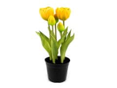 Umelé tulipány v kvetináči - (25 cm) žltá