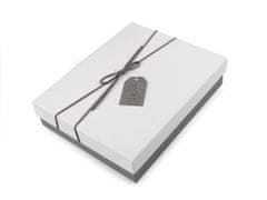 Darčeková krabica s mašľou a visačkou - (19x24 cm) biela šedá