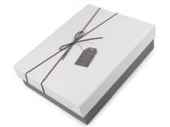 Darčeková krabica s mašľou a visačkou - (21,5x28 cm) biela šedá