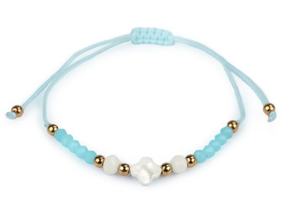 Náramok shamballa s perleťou a brúsenými korálkami - mint