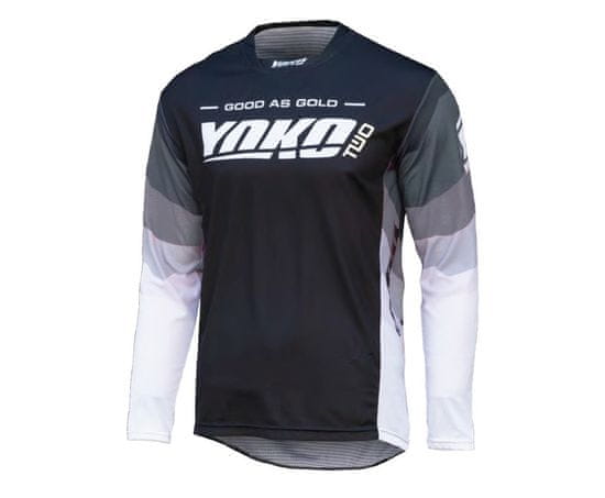YOKO Motokrosový dres TWO čierno/bielo/šedý S