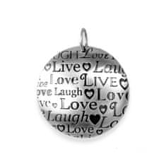 JesiDesign Strieborný prívesok Kruh Live Love Laugh potlač