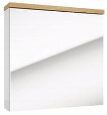 Deftrans Zrkadlová kúpeľňová nástenná skrinka biely lesk 60x50 cm 