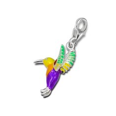 JesiDesign Strieborný prívesok s karabínkou - Kolibrík farebný