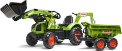 Falk FALK šlapací traktor 2070W Claas backhoe s přední a zadní lžící a přívěsem