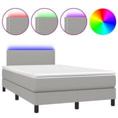 Petromila vidaXL Boxspring posteľ s matracom a LED, svetlosivá 120x190 cm, látka