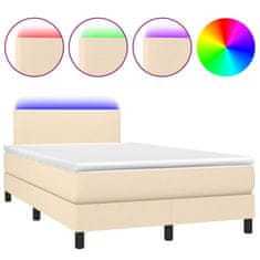 Petromila vidaXL Boxspring posteľ s matracom a LED krémová 120x190 cm látka