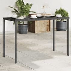 shumee Záhradný stôl so sklenenou doskou čierny 115x54x74 cm polyratan