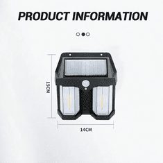 Netscroll Solárna svetelná s detektorom pohybu, s solárnymi svetlami ušetríte na nákladoch za elektrinu, estetický a moderný dizajn, osvetlenie dvora, záhrady, vstupu alebo garáže, vodotesná, VillaLamp