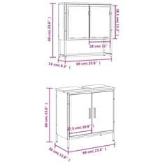 Vidaxl 2-dielna sada kúpeľňového nábytku, sivá sonoma kompozitné drevo