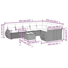 Petromila vidaXL 10-dielna záhradná sedacia súprava s vankúšmi polyratanová sivá