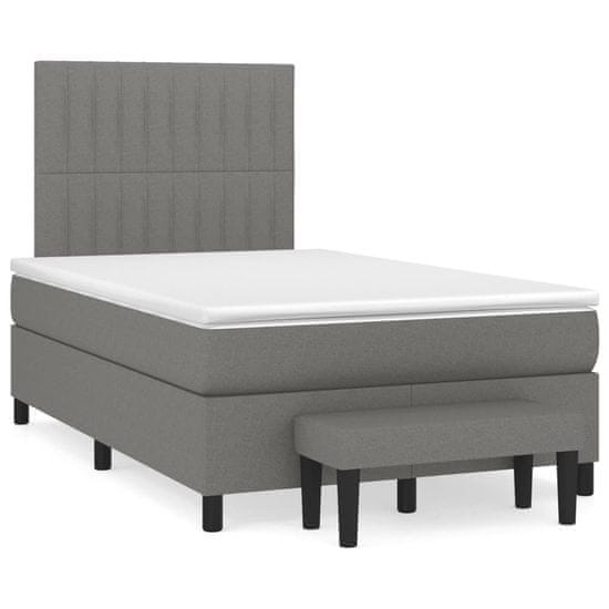 shumee Boxspring posteľ s matracom, tmavosivá 120x190 cm, látka