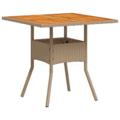 Vidaxl Záhradný stôl béžový 80x80x75 cm polyratan akáciové drevo