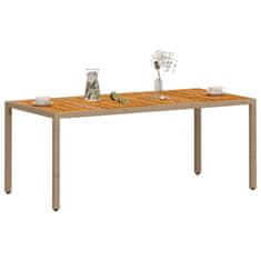 Petromila vidaXL Záhradný stôl béžový 190x90x75 cm polyratan akáciové drevo