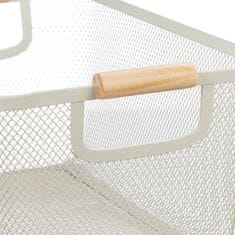 Relax Drôtený košík s drevenými rúčkami biely, RD45992