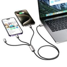 Tech-protect Ultraboost 3in1 kábel USB - Lightning / USB-C / Micro USB 3.5A 1m, sivý