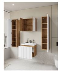 Veneti Kúpeľňový set so zrkadlom IZORIA XL 2 - dub wotan / biela + umývadlo ZDARMA