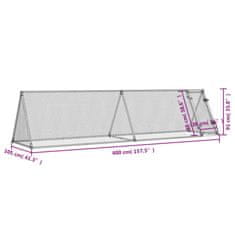 Petromila vidaXL Klietka pre kurčatá strieborná 400x105x91 cm pozinkovaná oceľ