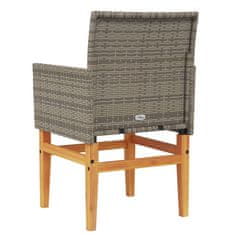 Petromila vidaXL Záhradné stoličky s vankúšmi 2ks sivé polyratan a masívne drevo