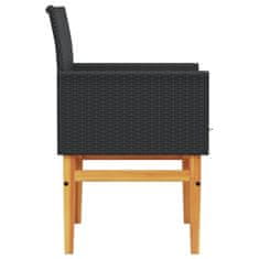 Petromila vidaXL Záhradné stoličky s vankúšmi 2 ks čierne polyratan a masív