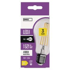 EMOS LED žiarovka Filament A60 / E27 / 11 W (100 W) / 1 521 lm / neutrálna biela