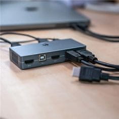 HAMA USB Hub KVM přepínač pro 2 PC na 1 monitor, 3xUSB, 1xHDMI - šedý